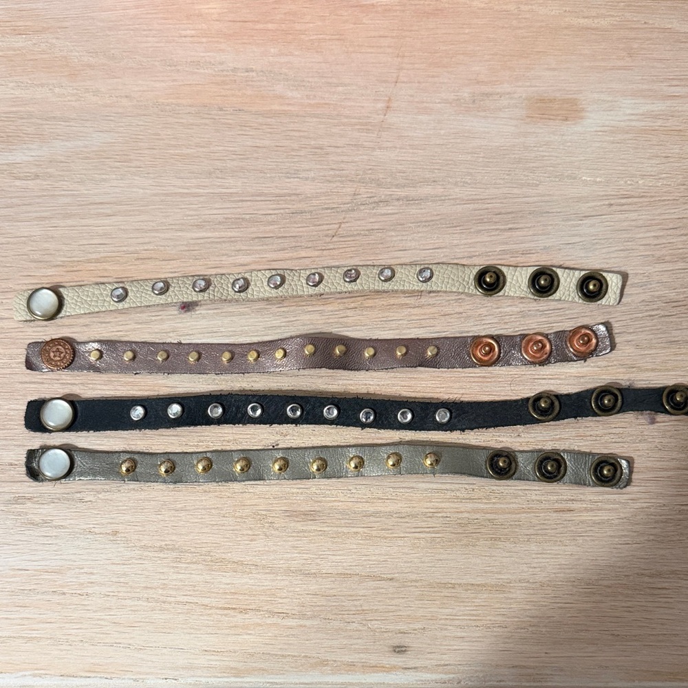 Stylish Leather Snap Bracelets Set - image 1